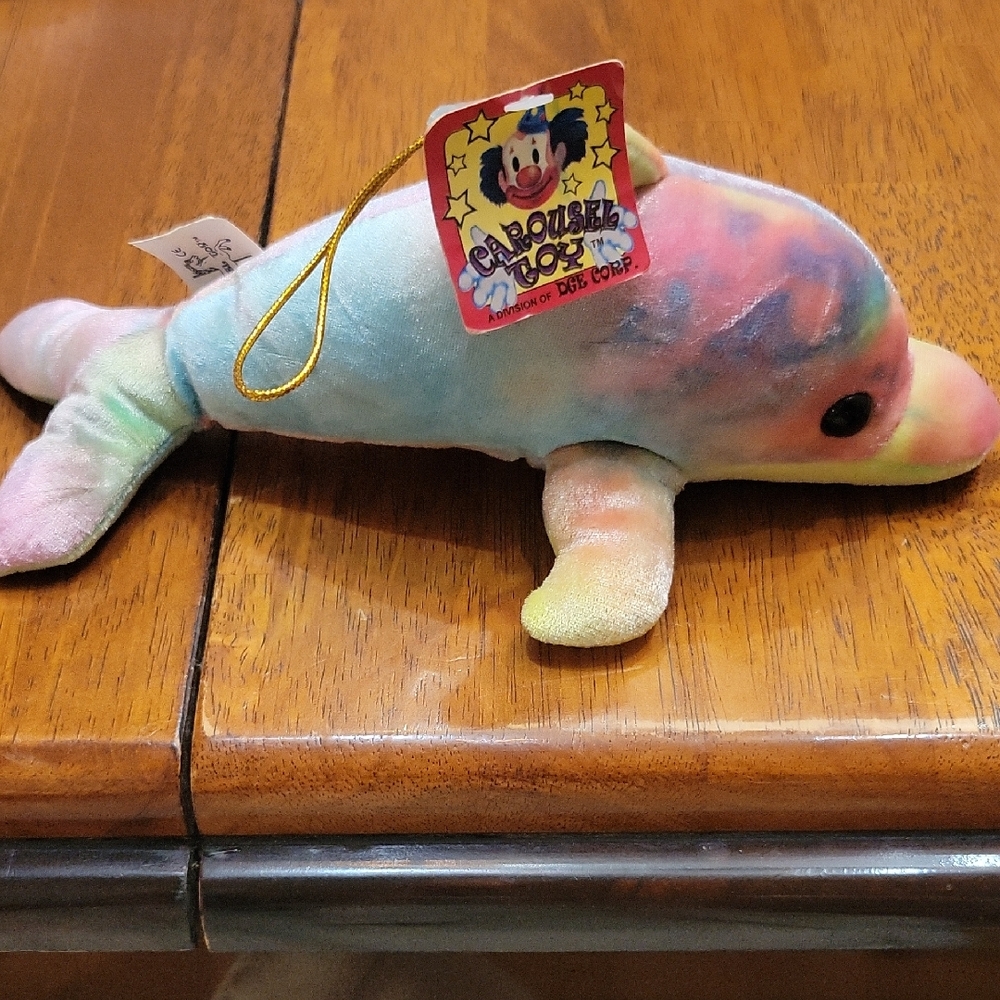 Carousel Toys Pastel Tie Dyed Dolphin Plush Stuffed Animal NWT